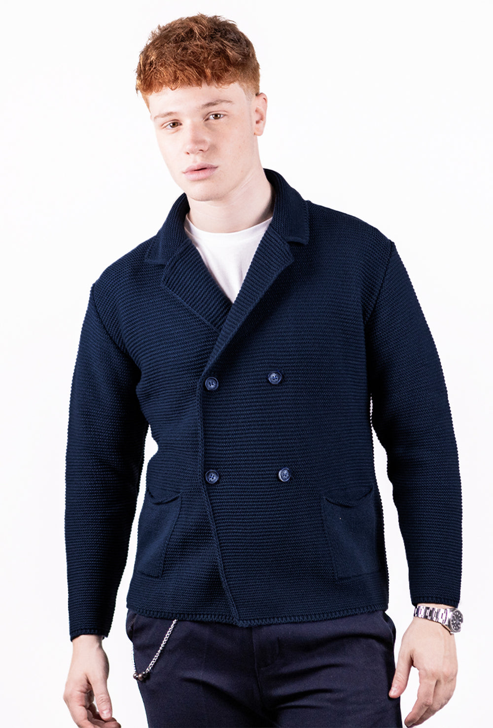 Cardigan uomo Giacca Doppio petto Invernale Dresserd - BLU