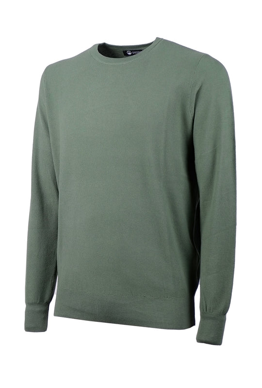 Maglioncino uomo 100% Cotone Trama lavorata Maglie Girocollo dresserd - VERDE