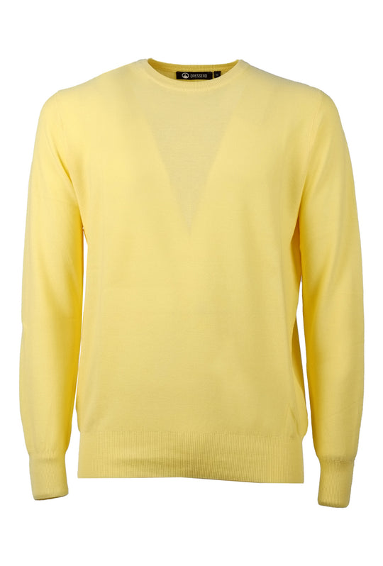 Maglioncino uomo 100% Cotone Trama lavorata Maglie Girocollo dresserd - GIALLO