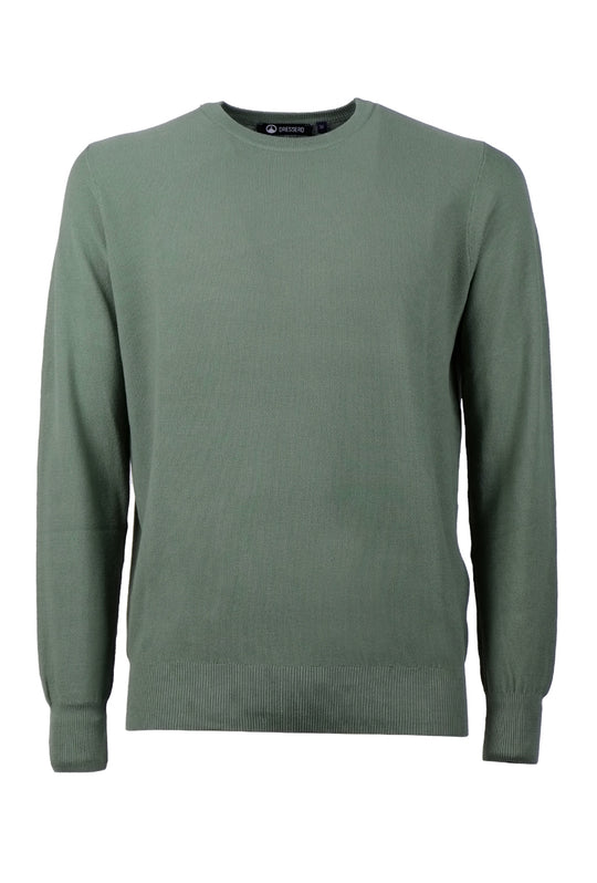 Maglioncino uomo 100% Cotone Trama lavorata Maglie Girocollo dresserd - VERDE