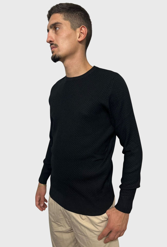 Maglioncino uomo trama lavorata girocollo Dresserd - NERO