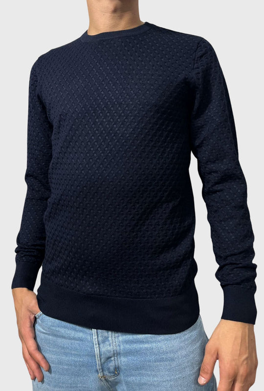 Maglione uomo in viscosa trama lavorata - BLU