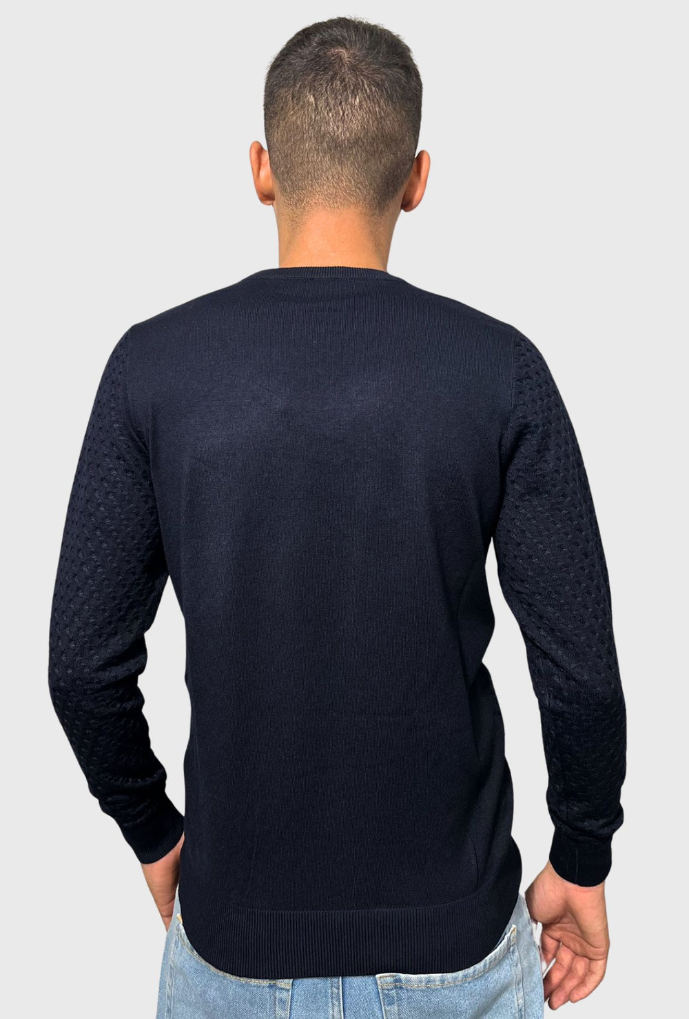 Maglione uomo in viscosa trama lavorata - BLU