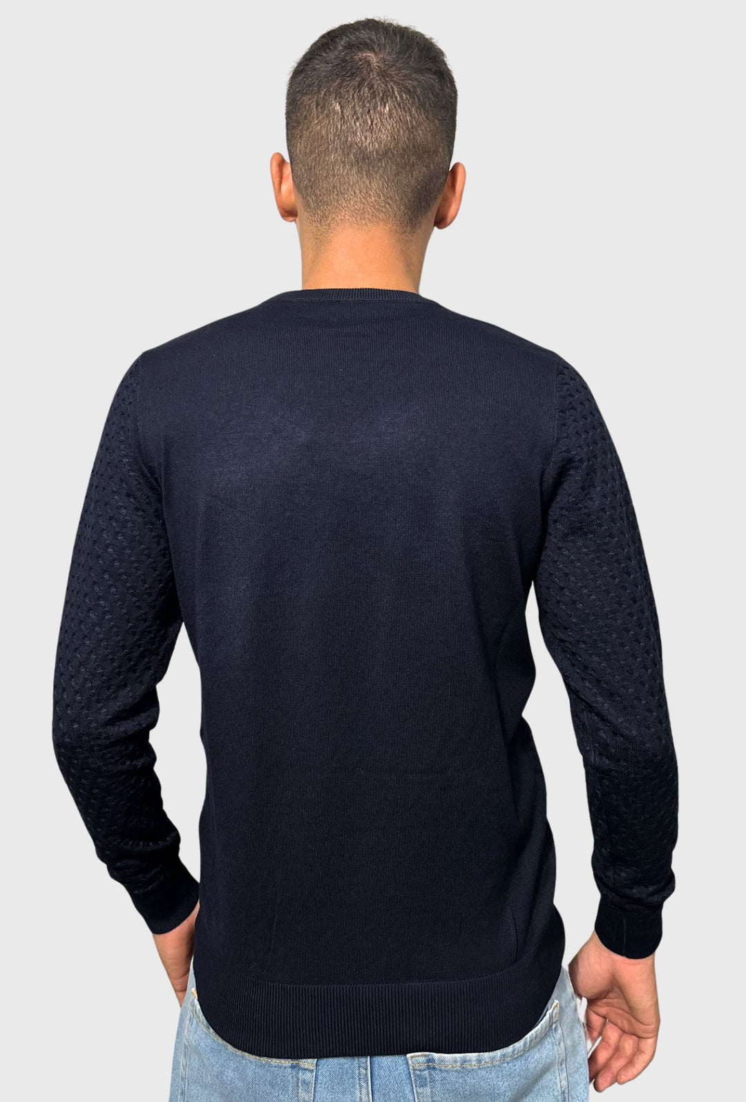 Maglione uomo in viscosa trama lavorata - BLU