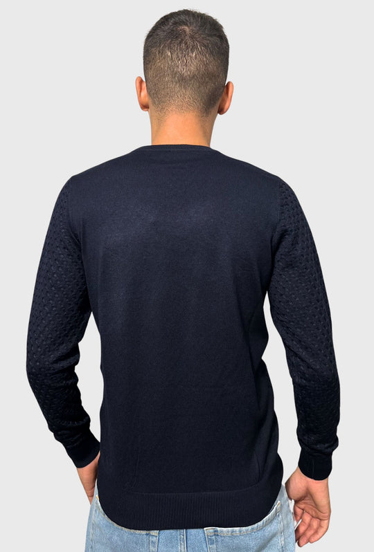 Maglione uomo in viscosa trama lavorata - BLU