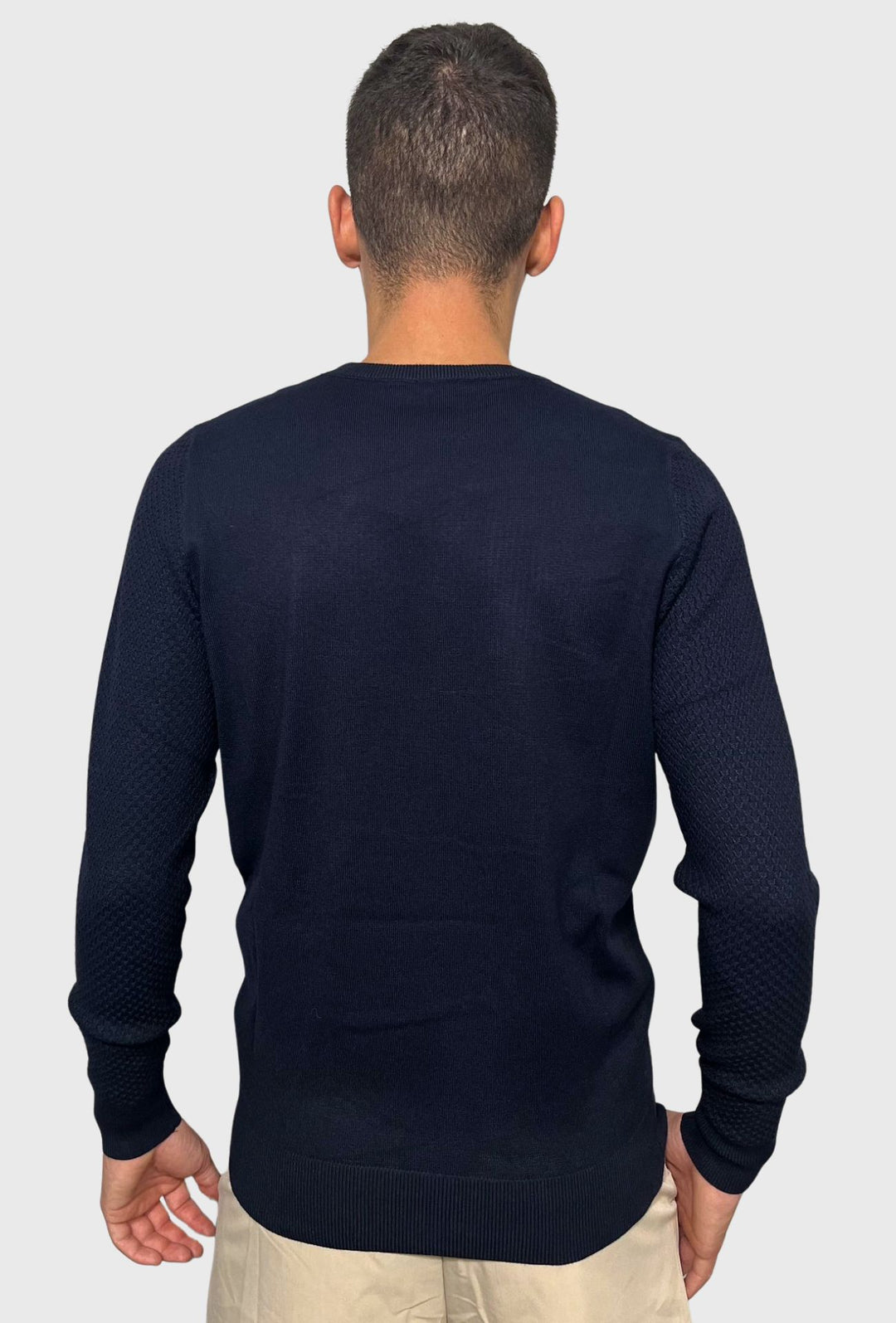 Maglioncino uomo trama lavorata girocollo Dresserd - BLU