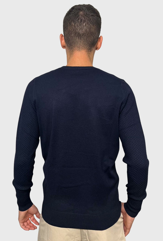 Maglioncino uomo trama lavorata girocollo Dresserd - BLU