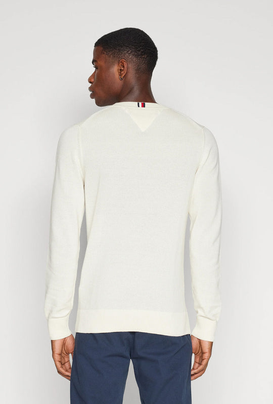 Maglia uomo in cotone TOMMY HILFIGER chain ridge c neck -BIANCO CALICO