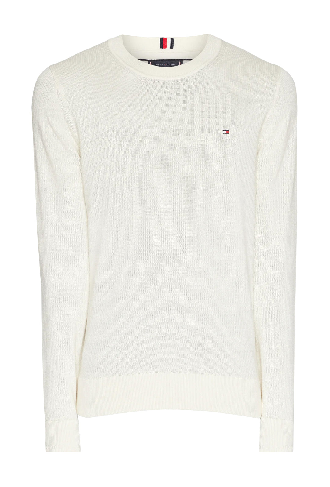 Maglia uomo in cotone TOMMY HILFIGER chain ridge c neck -BIANCO CALICO