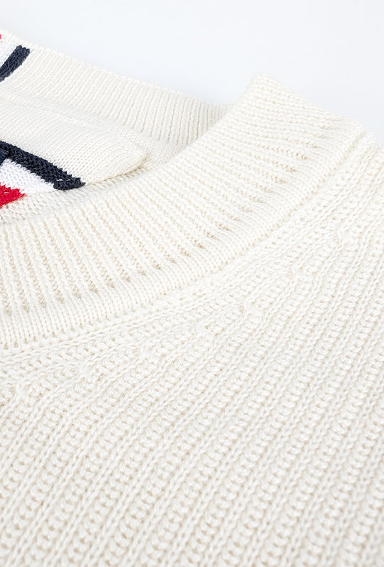 Maglia uomo in cotone TOMMY HILFIGER chain ridge c neck -BIANCO CALICO