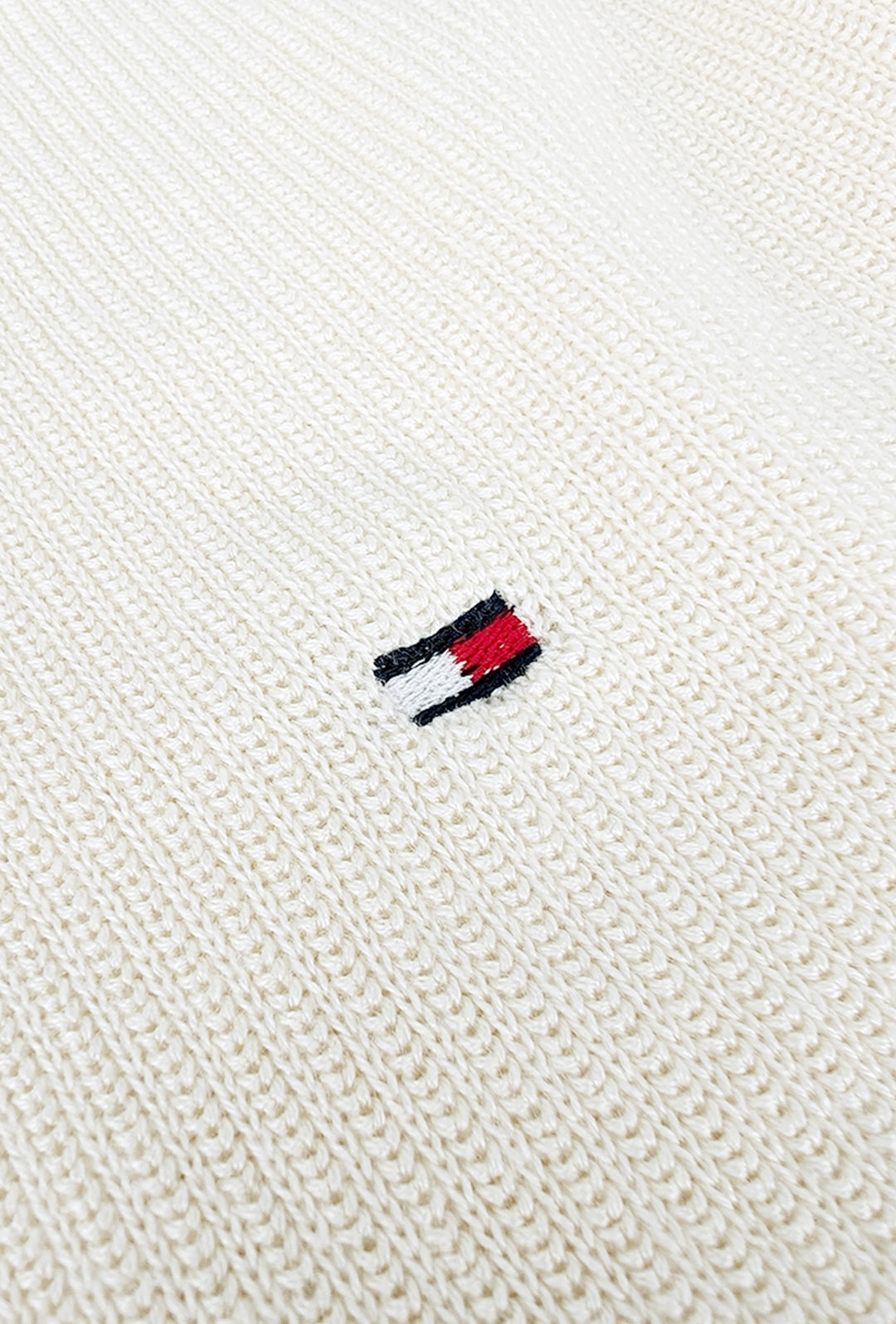 Maglia uomo in cotone TOMMY HILFIGER chain ridge c neck -BIANCO CALICO