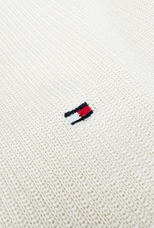 Maglia uomo in cotone TOMMY HILFIGER chain ridge c neck -BIANCO CALICO