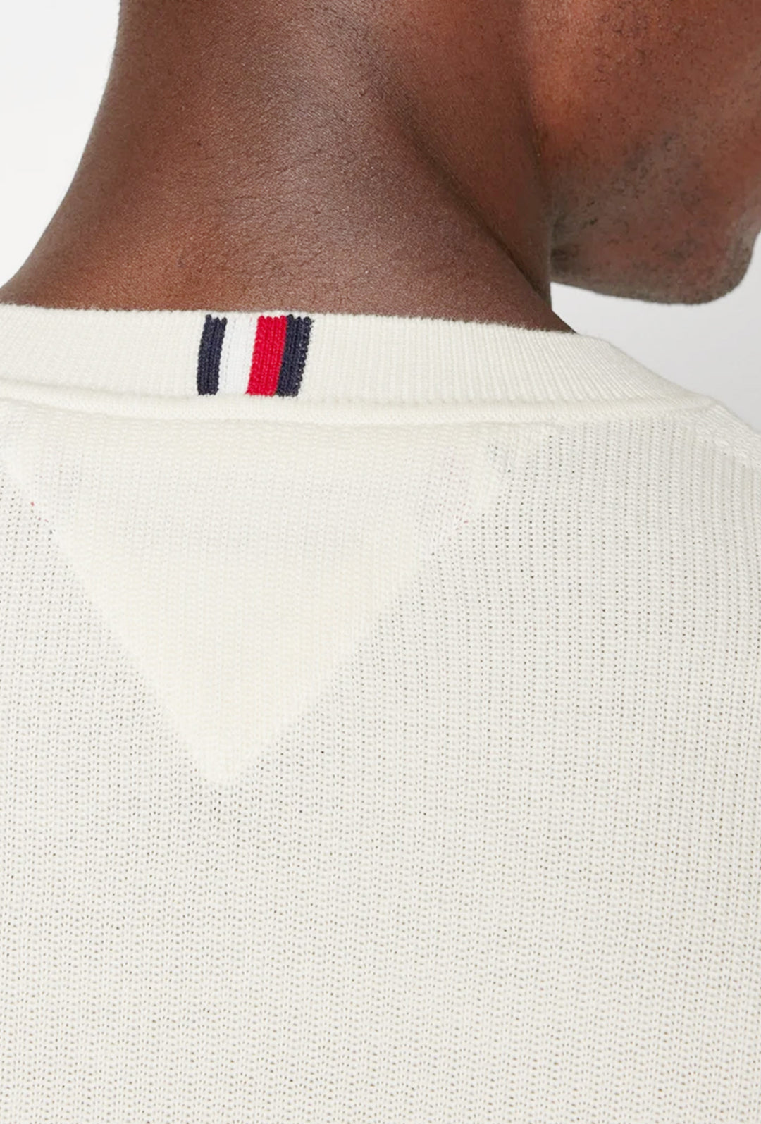 Maglia uomo in cotone TOMMY HILFIGER chain ridge c neck -BIANCO CALICO