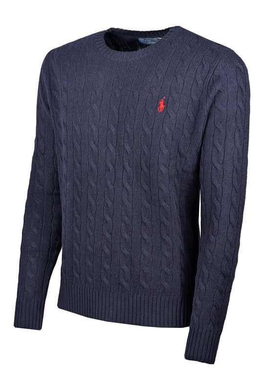 Maglia Uomo Ralph Lauren Lana Cashmere a trecce - BLU