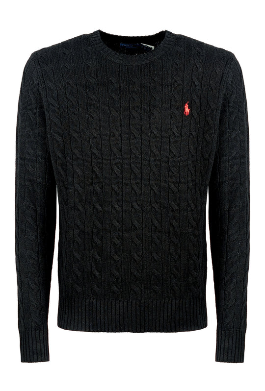 Maglia Uomo Ralph Lauren Lana Cashmere a trecce - NERO