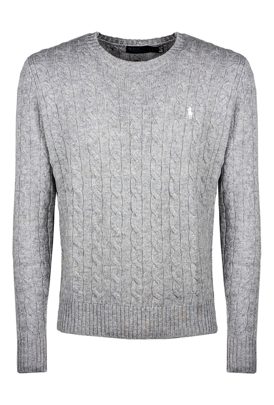 Maglia Uomo Ralph Lauren Lana Cashmere a trecce - GRIGIO