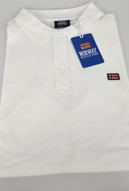 Polo Uomo NORWAY mezza manica 100% Cotone Tinta Unita - BIANCO