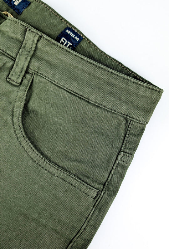 Pantalone Uomo 5 Tasche in gabardina stretch invernale - VERDE SCURO