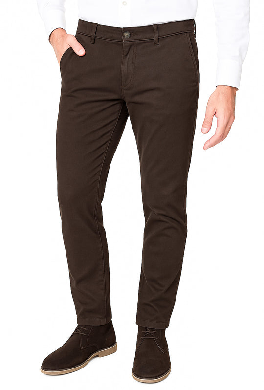 Pantalone Uomo Gamba Stretta Tasca America Invernale Pantaloni Dresserd - MARRONE