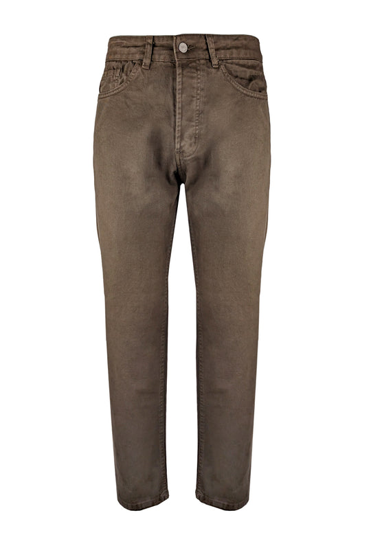 Pantalone uomo in caldo cotone fondo ampio regular fit - MARRONE