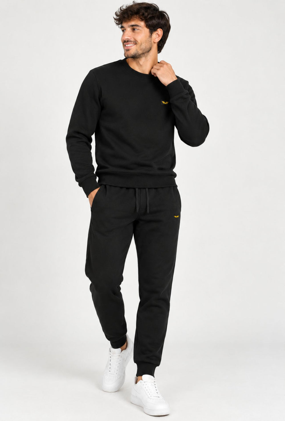 Pantalone di Tuta uomo ARMATA DI MARE cotone felpato- NERO