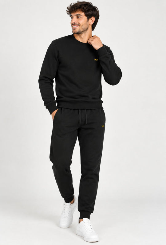 Pantalone di Tuta uomo ARMATA DI MARE cotone felpato- NERO