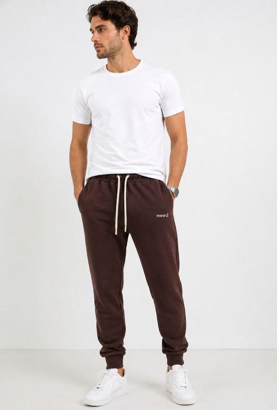 Pantalone Tuta Uomo MEED MILANO in cotone Logo Ricamato- CACAO