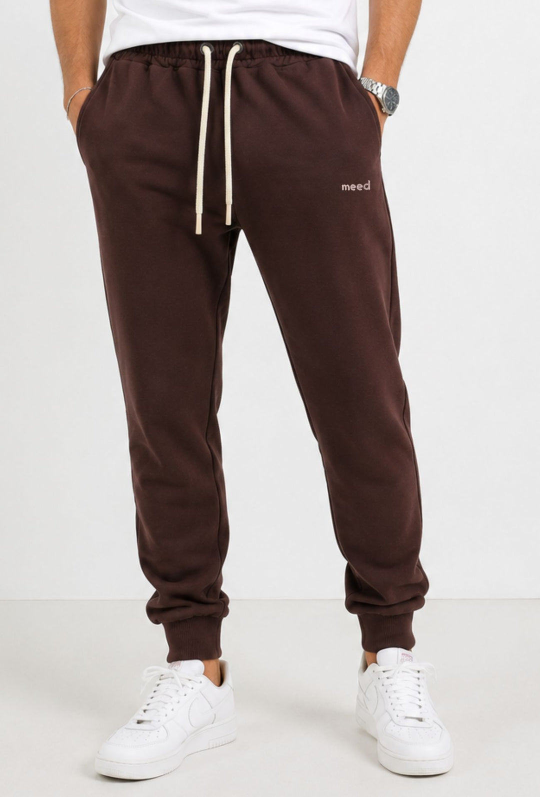 Pantalone Tuta Uomo MEED MILANO in cotone Logo Ricamato- CACAO