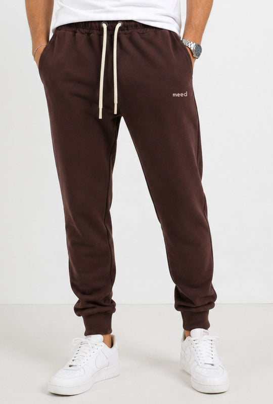 Pantalone Tuta Uomo MEED MILANO in cotone Logo Ricamato- CACAO