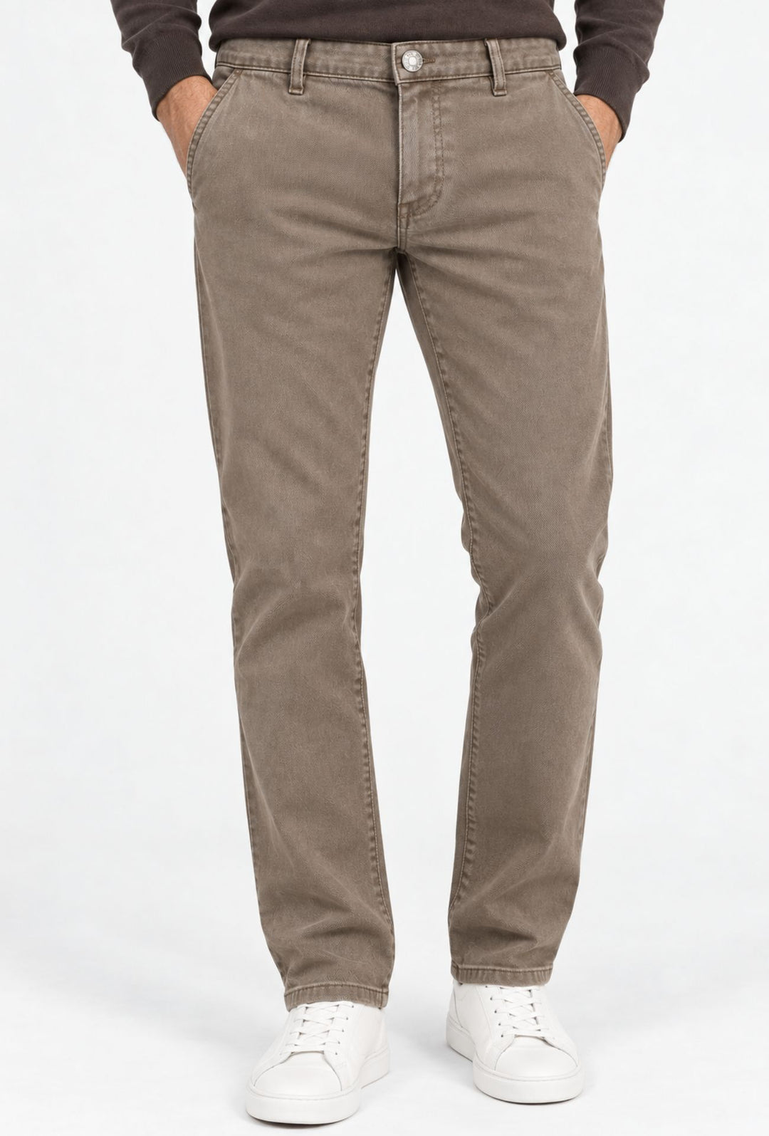 Pantalone Uomo Invernale Effetto Jeansato  DRESSERD Tasca America Regular Fit- FANGO