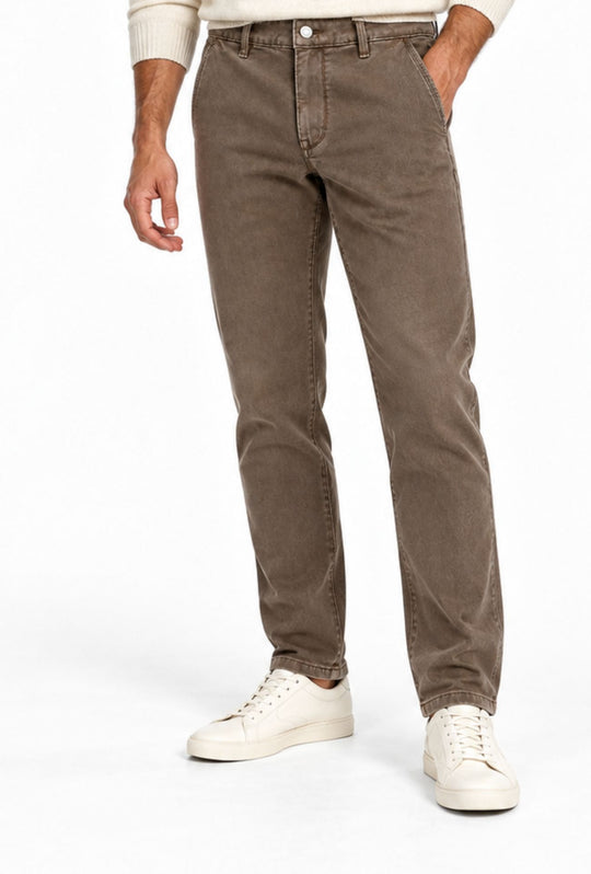 Pantalone Uomo Invernale DRESSERD Effetto Jeansato Tasca America Regular Fit- CAFFE'