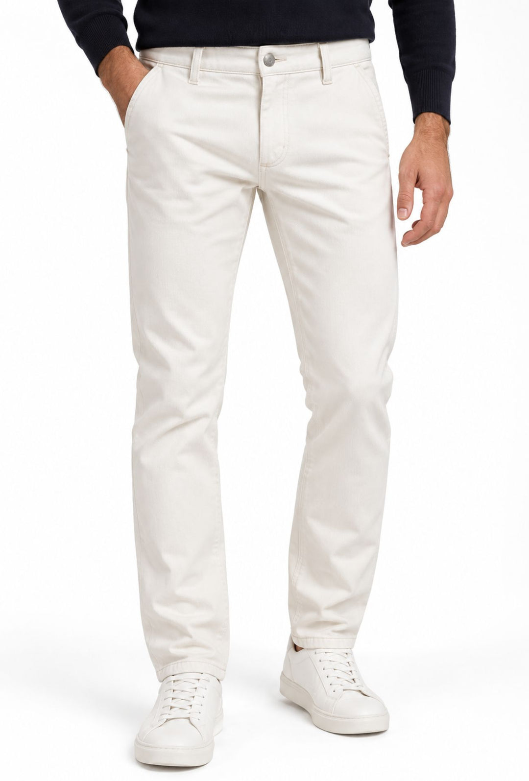 Pantalone Uomo Invernale Effetto Jeansato  DRESSERD Tasca America Regular Fit- ECRU
