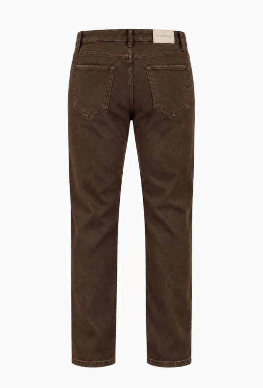 Pantalone uomo in cotone jeansato Invernale 5 Tasche Regular Fit- MORO