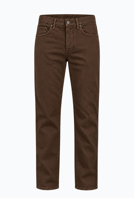 Pantalone uomo in cotone jeansato Invernale 5 Tasche Regular Fit- MORO