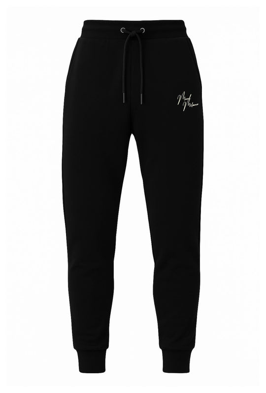 Pantalone di tuta cotone con polsino sul fondo - NERO