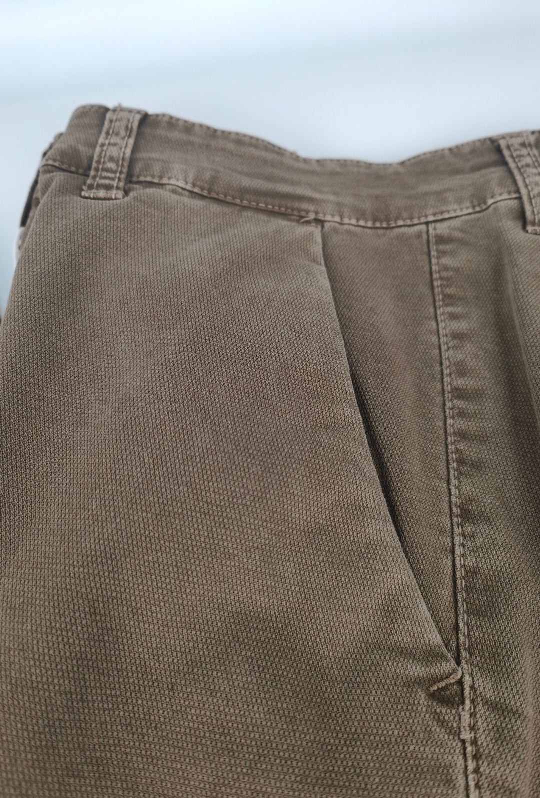 Pantalone Uomo PORTOCERVO in Cotone Piquet Eco traspirante Perfect Fit Tasca America- FANGO