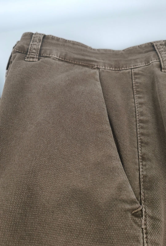 Pantalone Uomo PORTOCERVO in Cotone Piquet Eco traspirante Perfect Fit Tasca America- FANGO