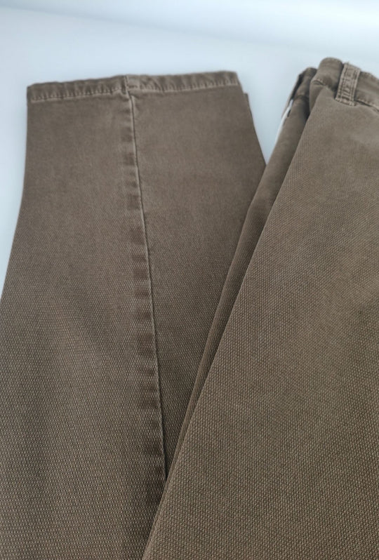 Pantalone Uomo PORTOCERVO in Cotone Piquet Eco traspirante Perfect Fit Tasca America- FANGO