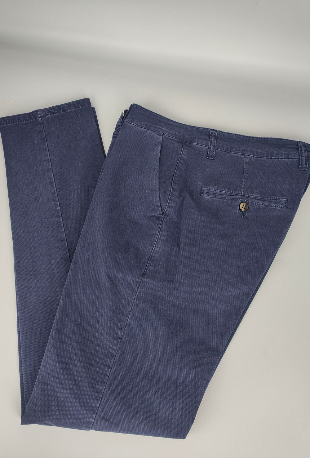 Pantalone Uomo PORTOCERVO in Cotone Piquet Eco traspirante Perfect Fit Tasca America- OCEANO