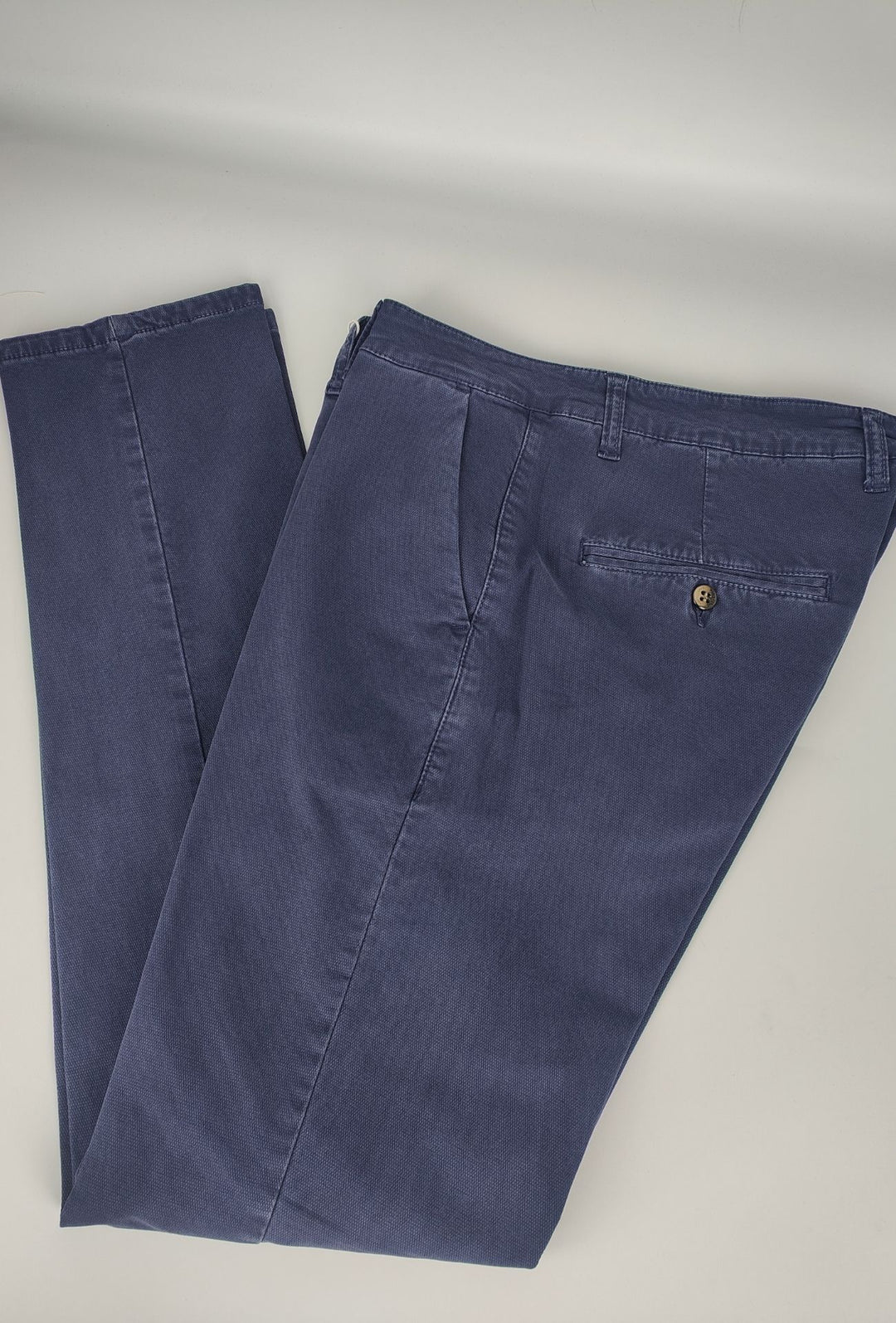 Pantalone Uomo PORTOCERVO in Cotone Piquet Eco traspirante Perfect Fit Tasca America- OCEANO