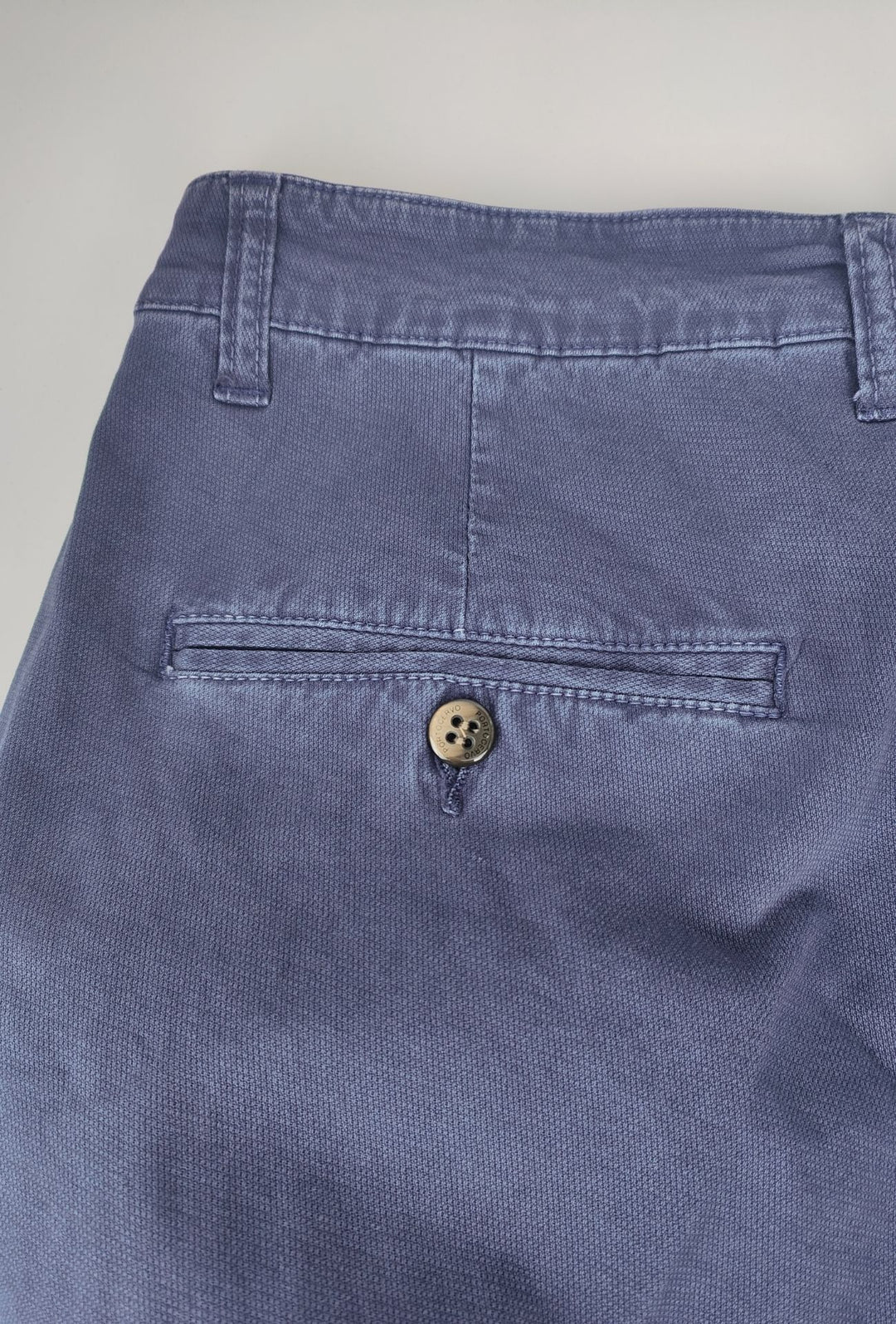 Pantalone Uomo PORTOCERVO in Cotone Piquet Eco traspirante Perfect Fit Tasca America- OCEANO