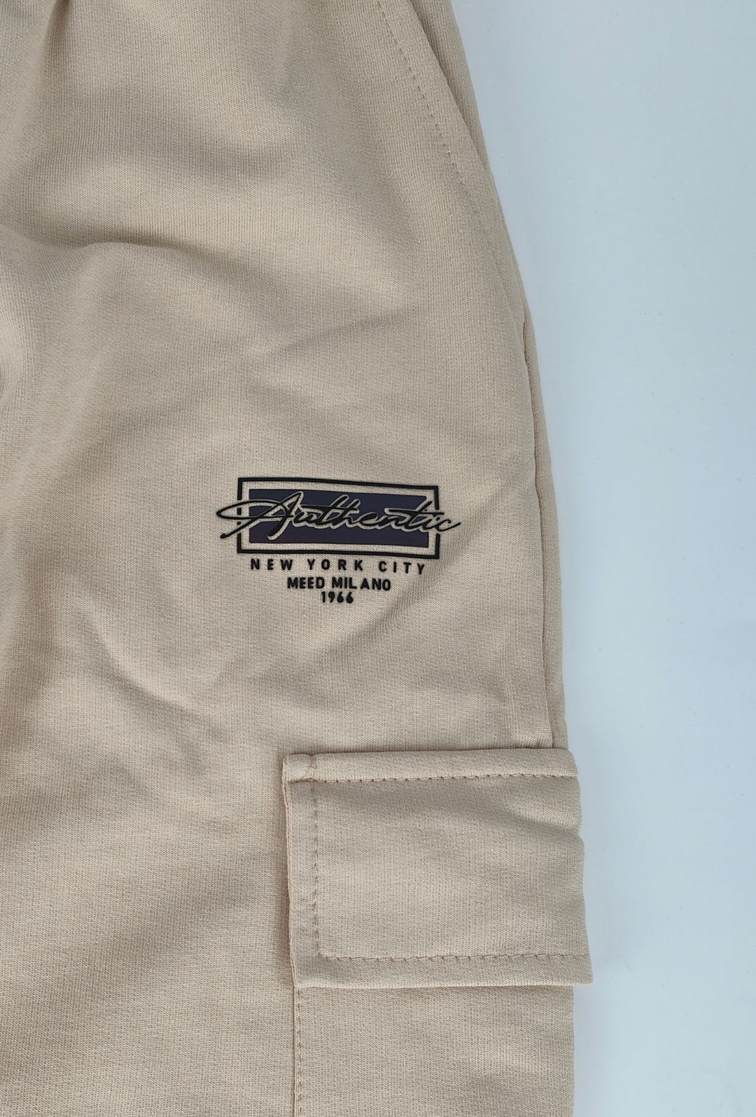 Pantalone Tuta Uomo MEED MILANO Con Tasconi Laterali  in Cotone Logo Stampato- BEIGE