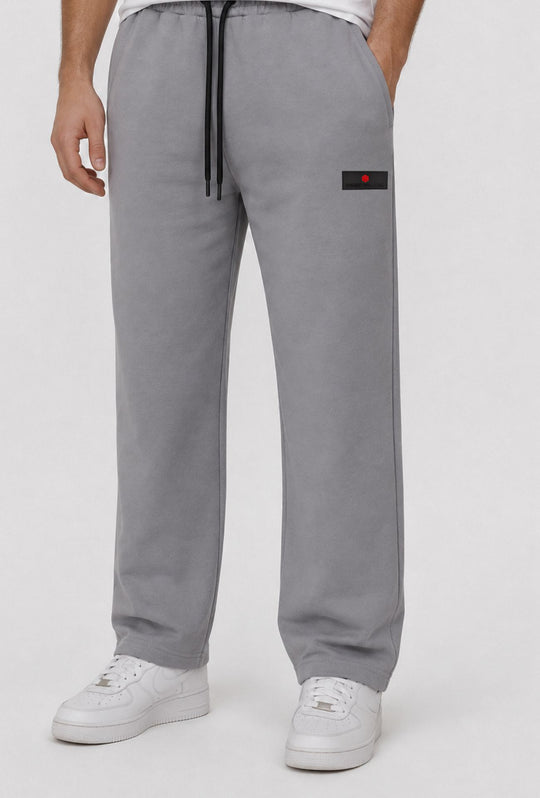 Pantalone Tuta Uomo Cotone MEED MILANO Gamba Larga Logo Gommato- GRIGIO