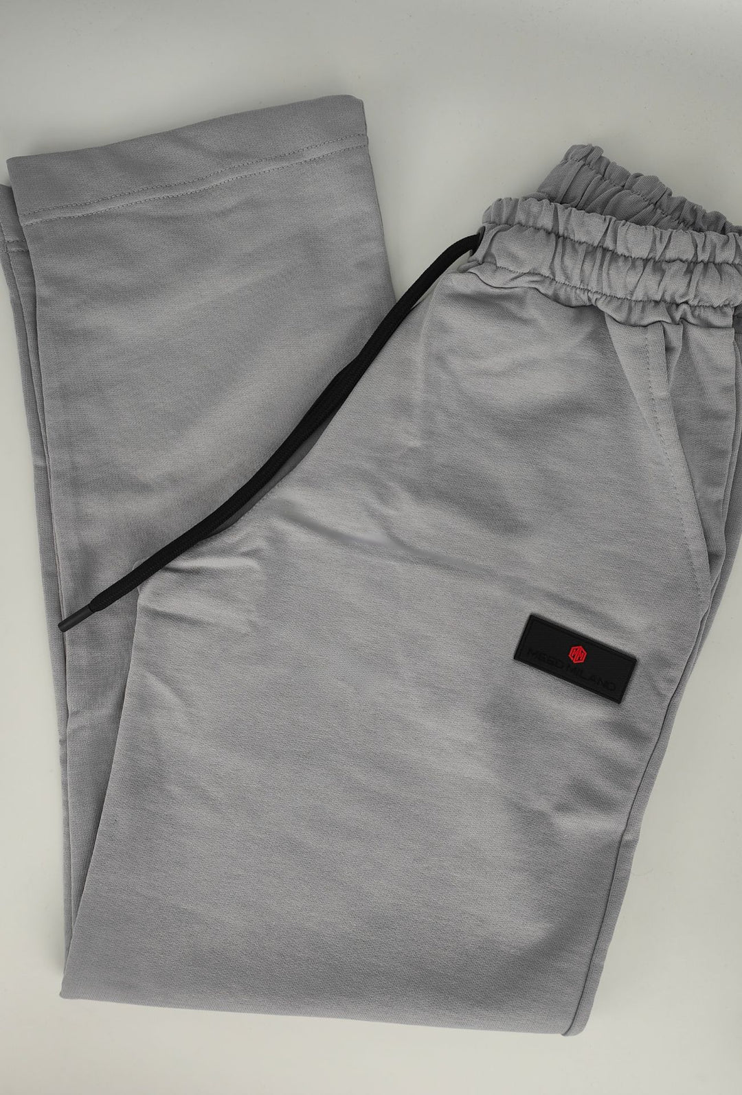 Pantalone Tuta Uomo Cotone MEED MILANO Gamba Larga Logo Gommato- GRIGIO