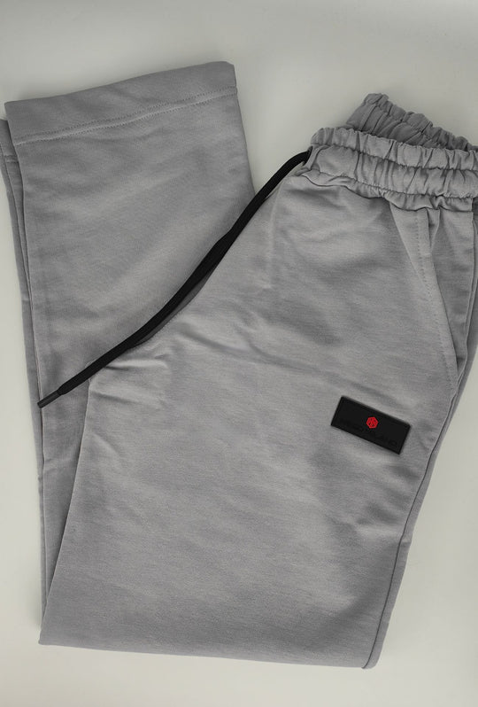 Pantalone Tuta Uomo Cotone MEED MILANO Gamba Larga Logo Gommato- GRIGIO