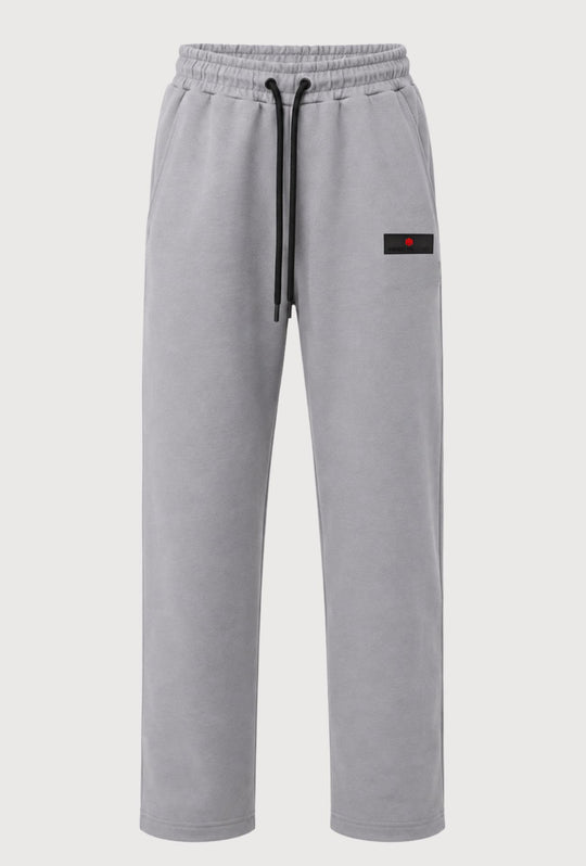 Pantalone Tuta Uomo Cotone MEED MILANO Gamba Larga Logo Gommato- GRIGIO