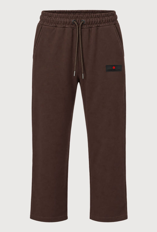 Pantalone Tuta Uomo Cotone MEED MILANO Gamba Larga Logo Gommato- CACAO