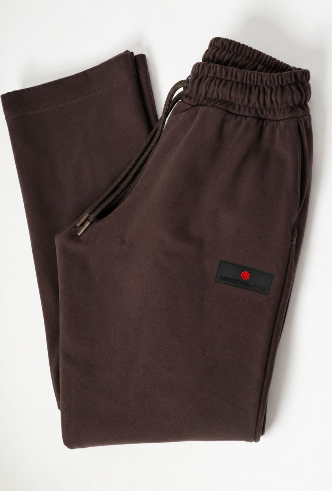 Pantalone Tuta Uomo Cotone MEED MILANO Gamba Larga Logo Gommato- CACAO