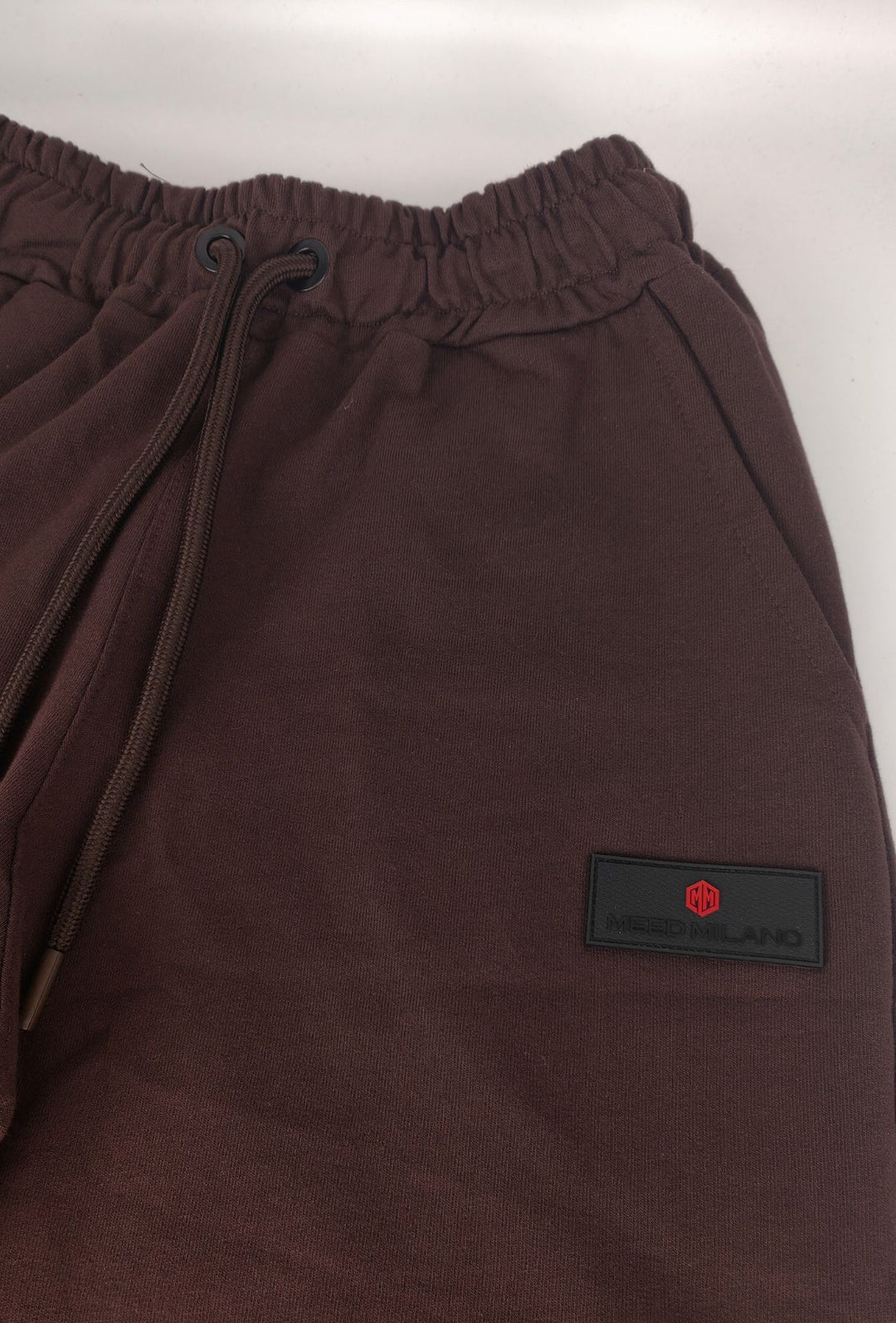 Pantalone Tuta Uomo Cotone MEED MILANO Gamba Larga Logo Gommato- CACAO