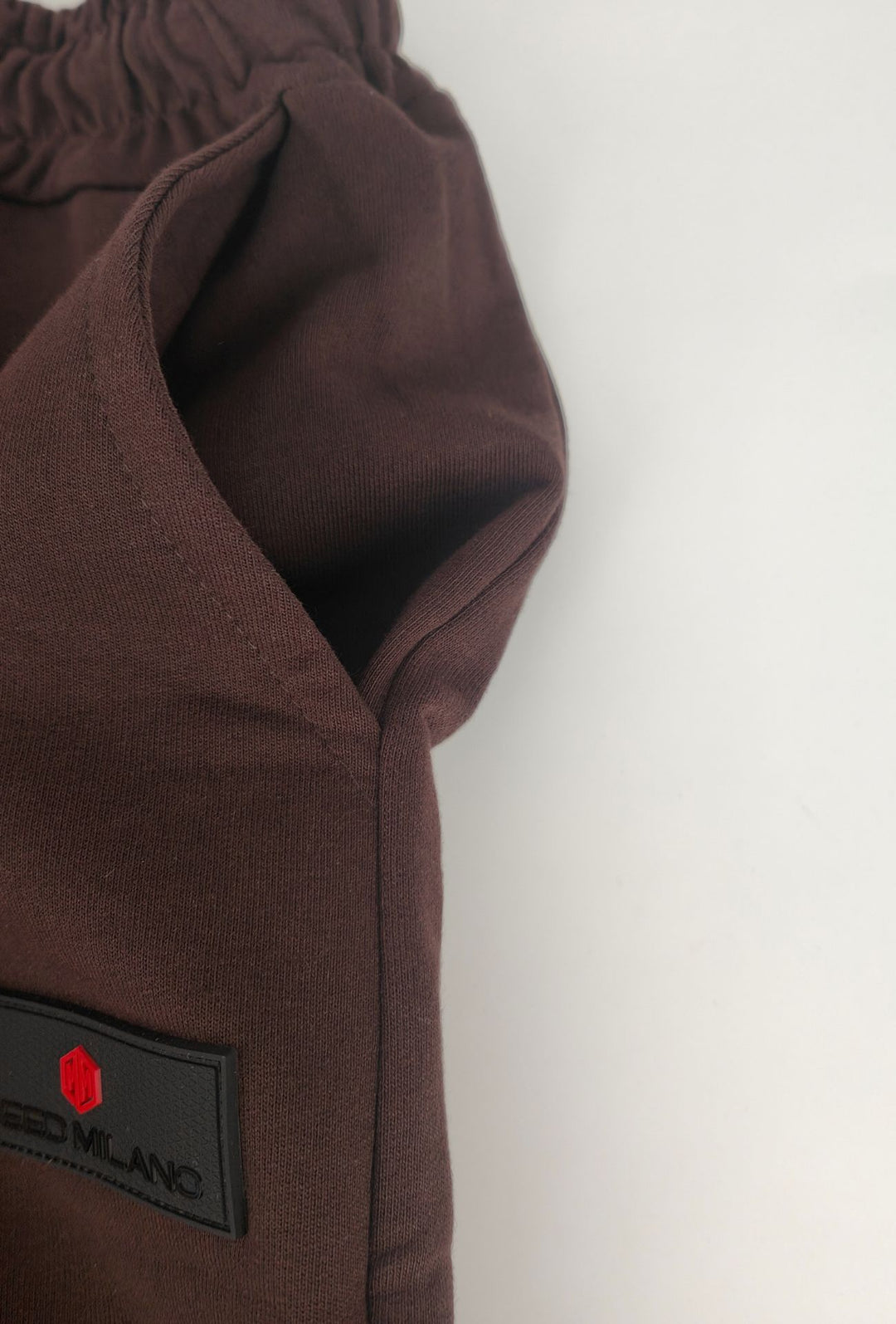 Pantalone Tuta Uomo Cotone MEED MILANO Gamba Larga Logo Gommato- CACAO